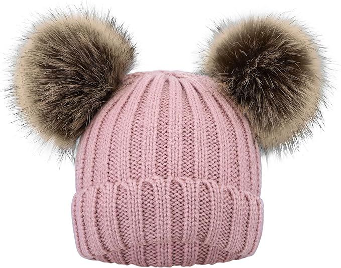 Simplicity Kids Girls Boys Winter Pompom Knit Ski Beanie Hat Cap | Amazon (US)