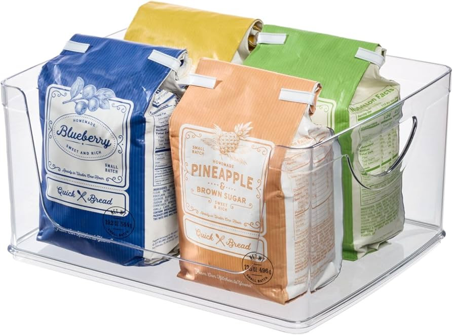 iDesign Recycled Plastic Stackable Open Front Cabinet and Pantry Storage Bin with Integrated Hand... | Amazon (US)