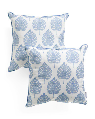 18x18 2pk Indoor Outdoor Leafed Pillow Set | TJ Maxx