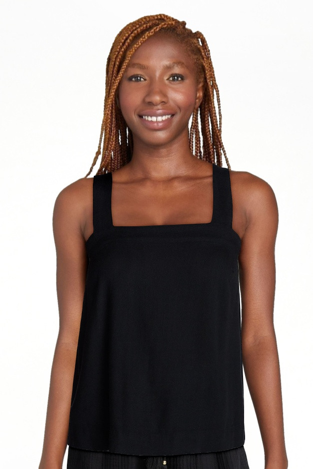 Time and Tru Women's Linen Blend Square Neck Tank Top, Sizes XS-XXXL | Walmart (US)