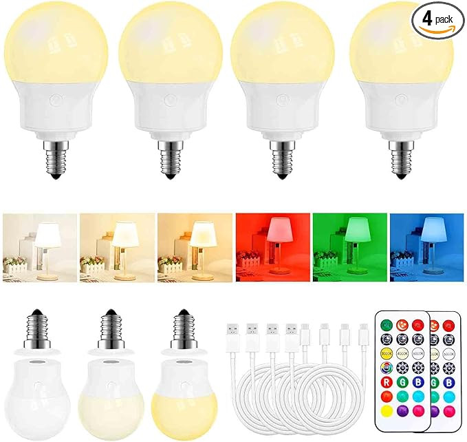 Rechargeable LED Light Bulbs with Remote, Dimmable Magnetic E12 Battery Operated Light Bulb, 12 R... | Amazon (US)