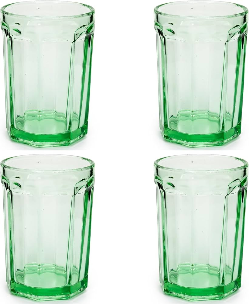 Serax Drinking Glasses Set of 4 | Fish & Fish glassware by Paola Navone | 13.5 FL oz Clear Green ... | Amazon (US)