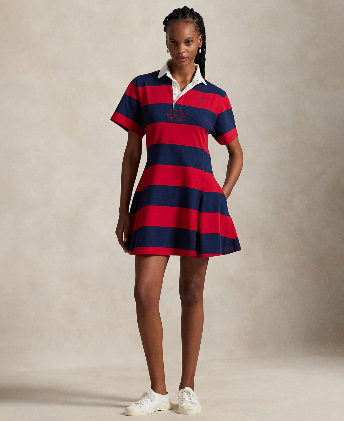 Polo Ralph Lauren Women's Striped Cotton Jersey Rugby Dress - Polo Sport Red/Navy | Macy's