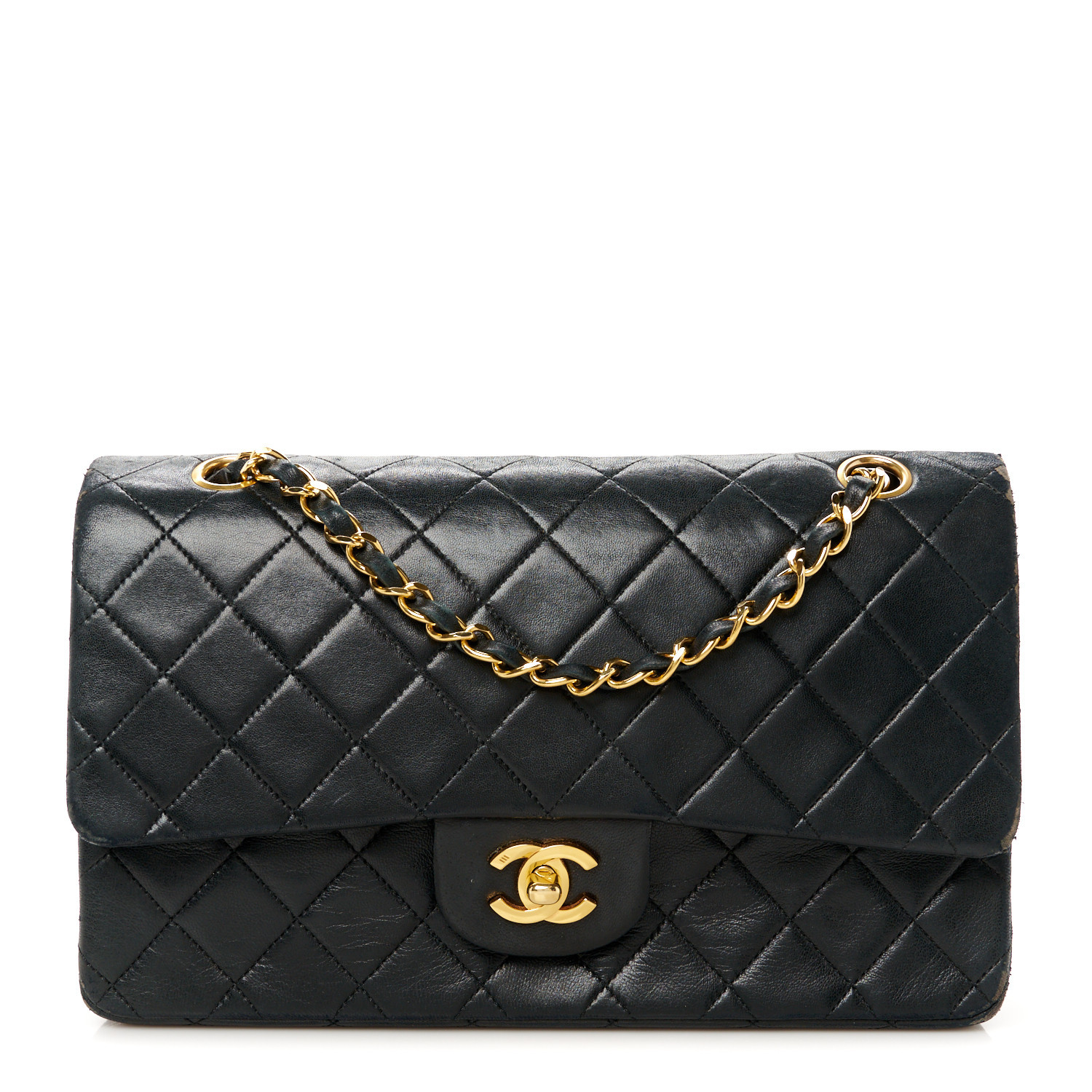 Lambskin Quilted Medium Double Flap Black | FASHIONPHILE (US)