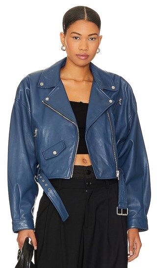 Dylan Cropped Jacket in Midnight Blue | Revolve Clothing (Global)