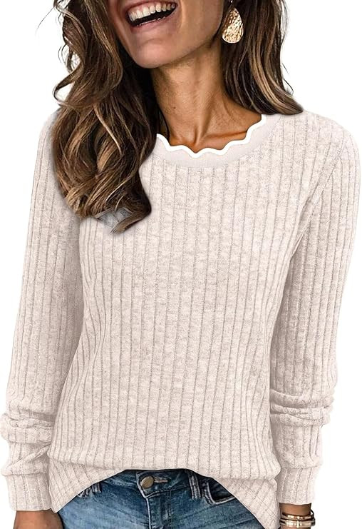 WIHOLL Womens Long Sleeve Shirts Lightweight Tunic Fall Top Sweaters 2026 | Amazon (US)