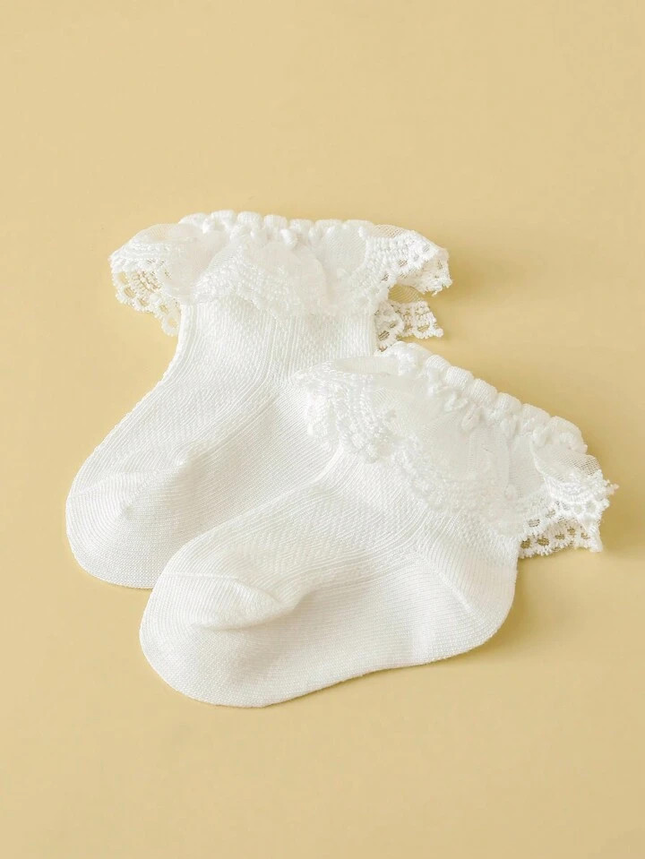 1 Pair Comfortable, Breathable, Fashionable Princess Style White Socks Suitable For Baby Girls" D... | SHEIN
