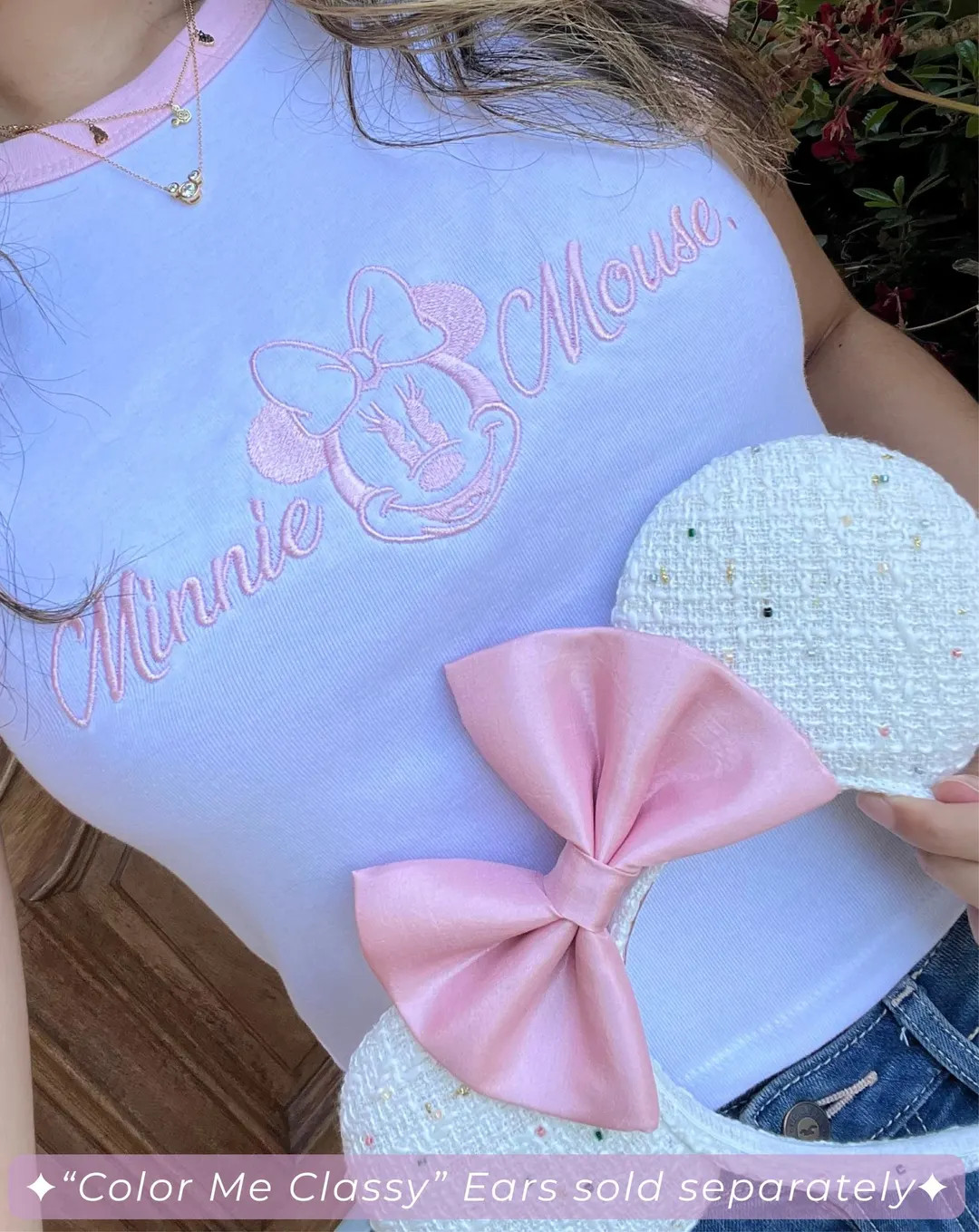 Classic Mouse Tee, Embroidered Baby Tee, Crop Top, Minnie Mouse Inspired, Mickey Mouse Inspired | Etsy (US)