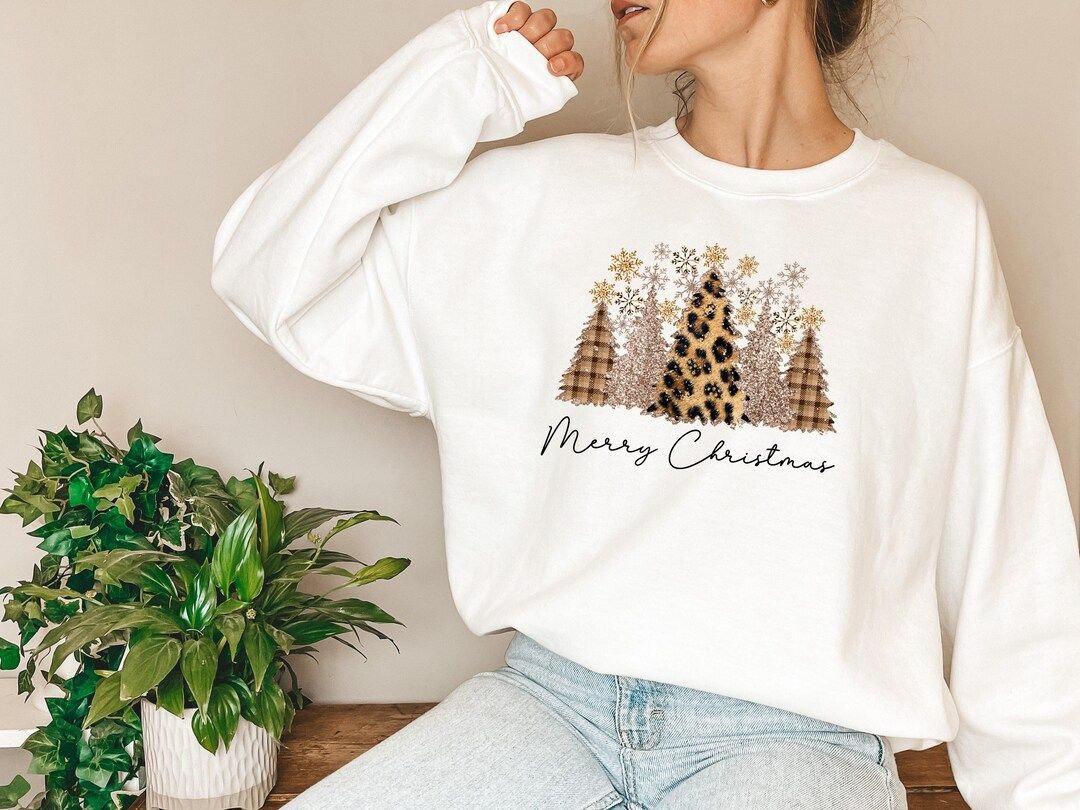 Merry Christmas Sweatshirt Cheetah Christmas Shirt Buffalo - Etsy | Etsy (US)