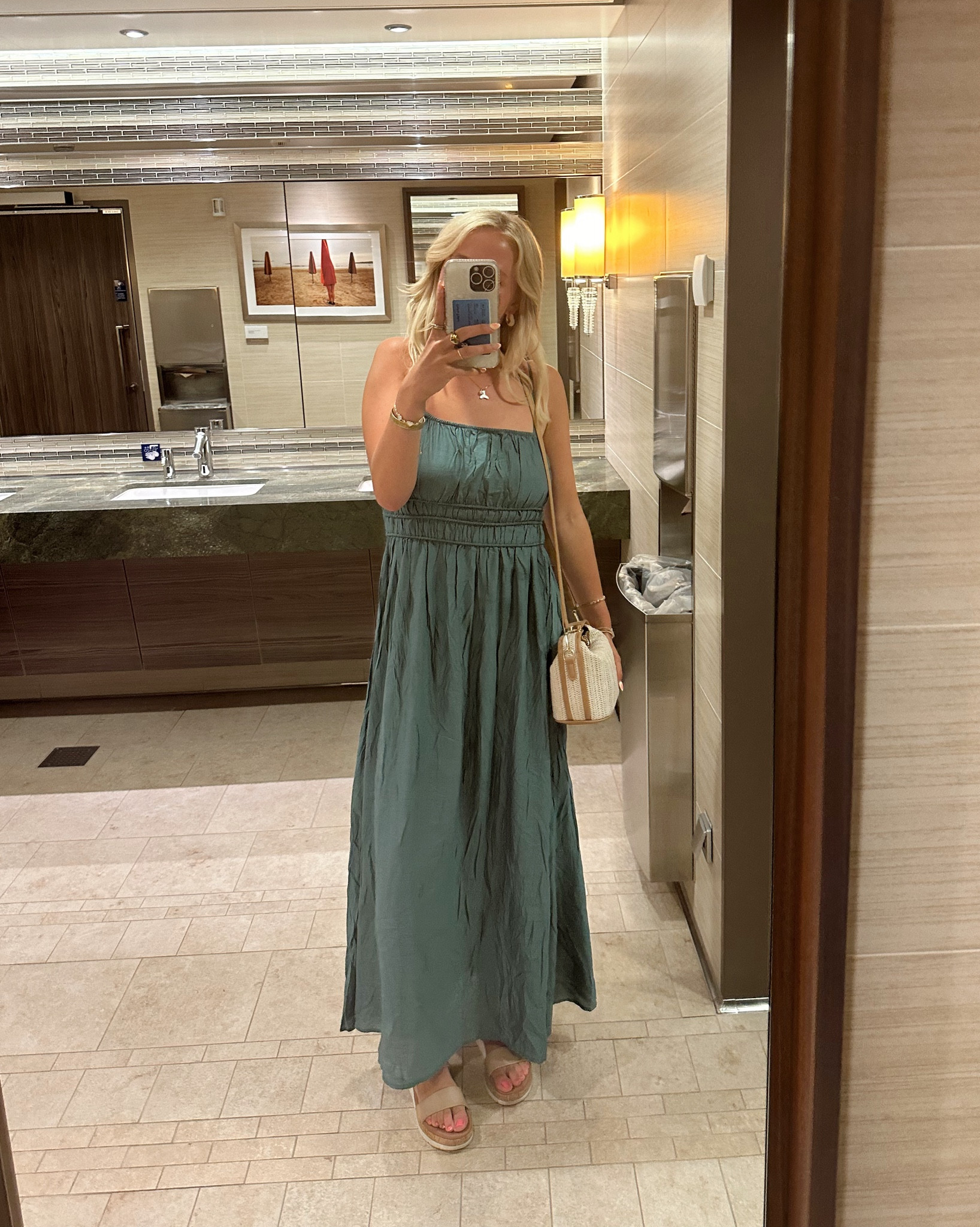 this color green >> my moms dress slays 

long green dress, beach dress, dinner dress, date night outfit, square neck dress, spaghetti straps, Steve Madden sandals 

#LTKSeasonal #LTKFindsUnder50 #LTKFindsUnder100