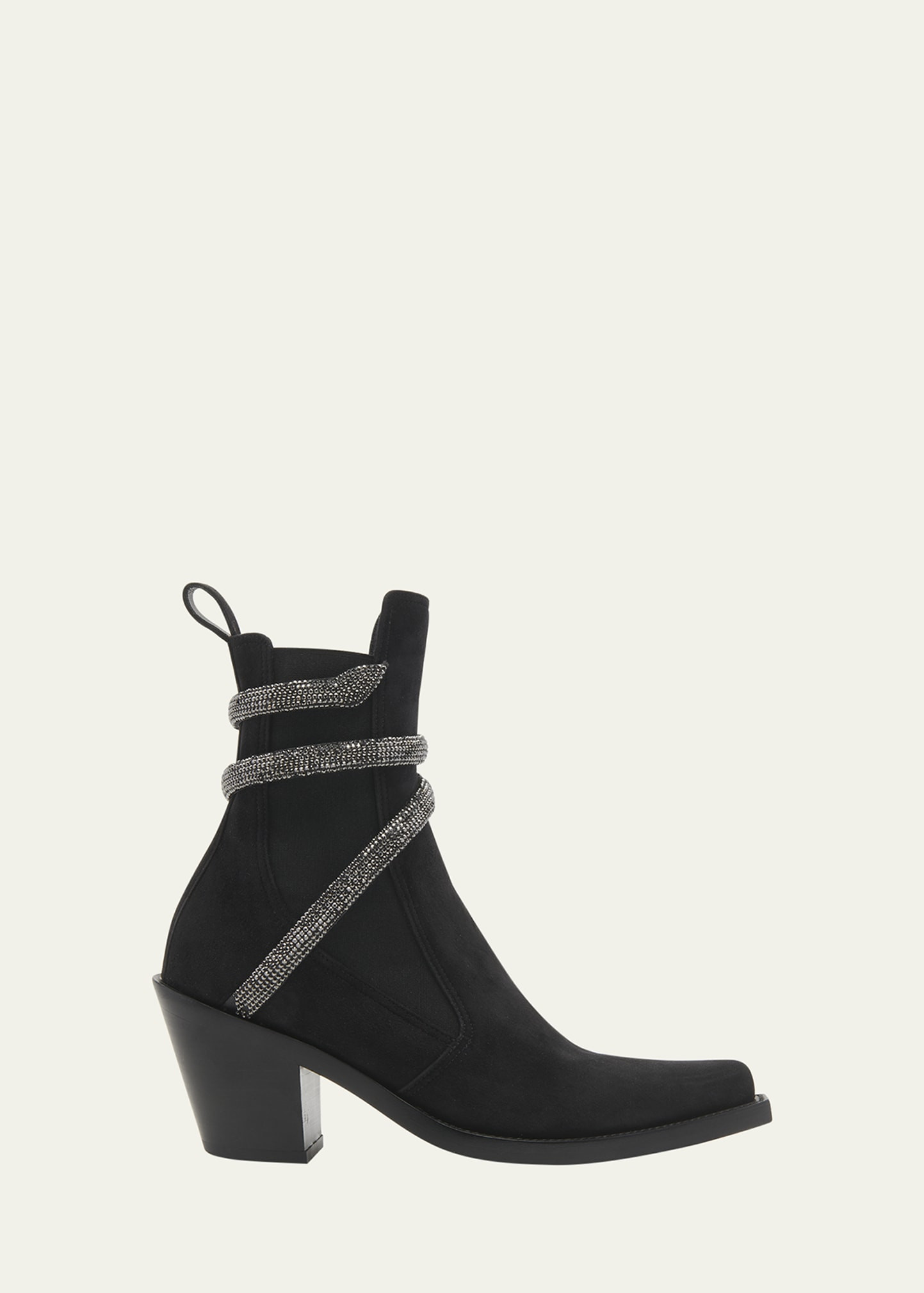 Rene Caovilla Suede Snake-Wrap Chelsea Booties | Bergdorf Goodman
