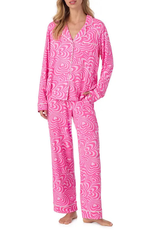 Room Service Pjs Piped Jersey Pajamas in Pink/Heart at Nordstrom, Size Small | Nordstrom