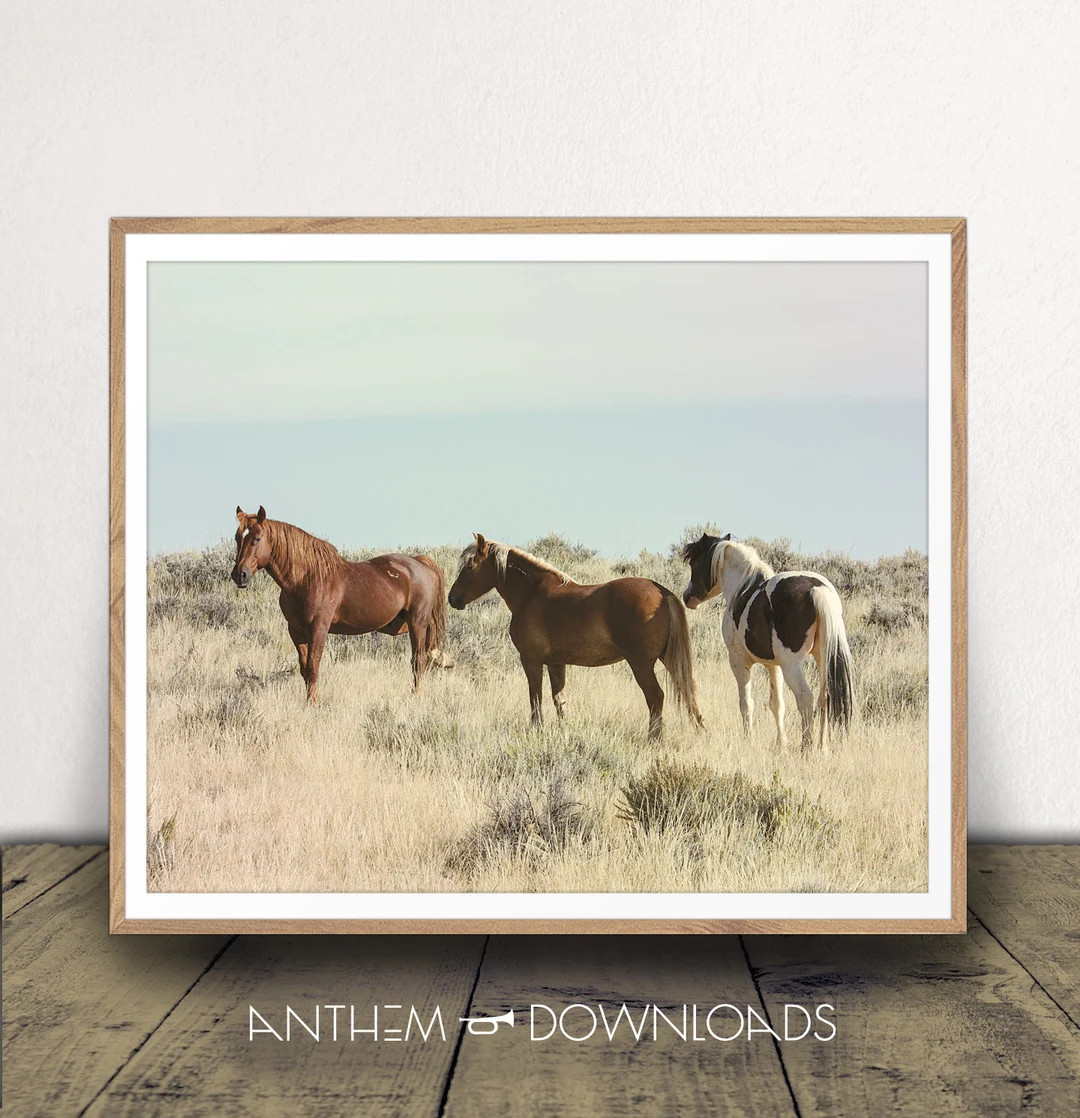 Wild Horses Art Print Horse Farm Poster Stallion Photo Equestrian Wall Art Farmhouse Decor Instan... | Etsy (US)