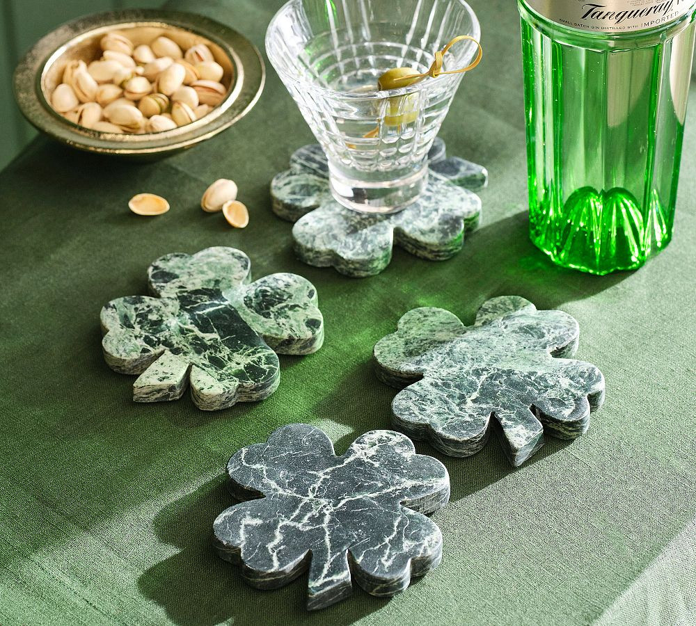 Four Leaf Clover Marble Coasters - Set of 4 | Pottery Barn (US)