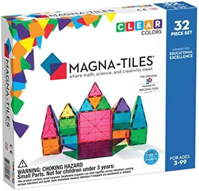 Magna-Tiles 32-Piece Clear Colors Set, The Original, Award-Winning Magnetic Building Tiles for Ki... | Amazon (US)