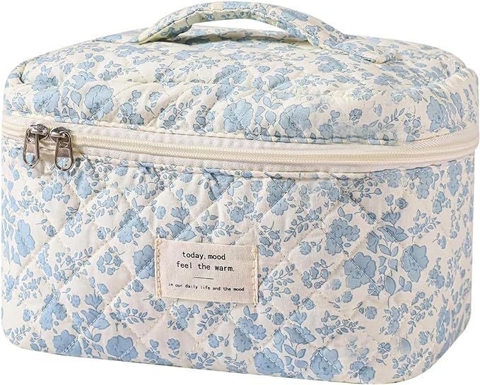 Large Makeup Bag, Cute Cosmetic Bag for Women Girls, Floral Coquette Aesthetic Toiletry Bag, Trav... | Amazon (US)