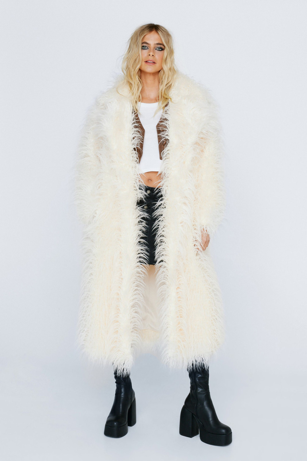 Premium Oversized Mongolian Fur Coat | Nasty Gal (US)