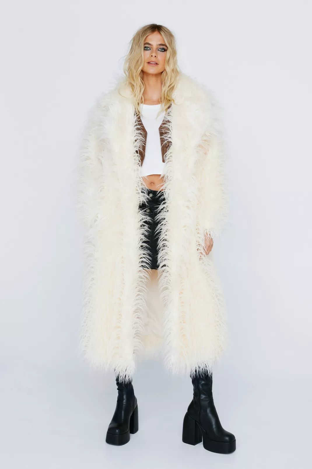 Premium Oversized Mongolian Fur Coat | Nasty Gal (US)