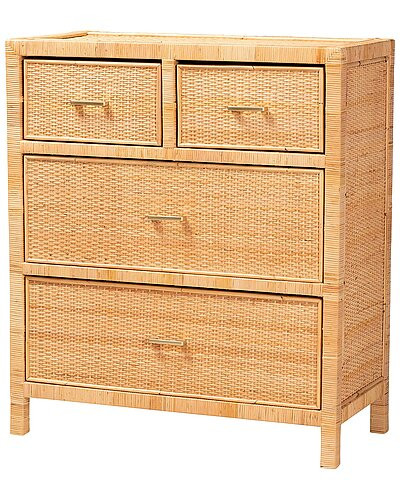Vaere Modern Bohemian Rattan & Mahogany Storage Cabinet | Gilt & Gilt City