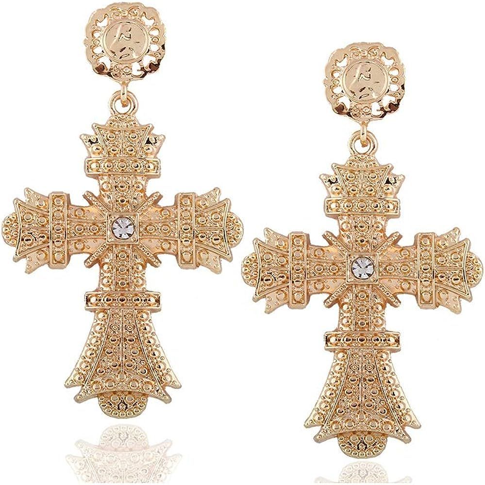 Big Cross Earrings,Color Crystal Baroque Drop Dangle Earrings for Women Teens Girls Bar Party Gif... | Amazon (US)