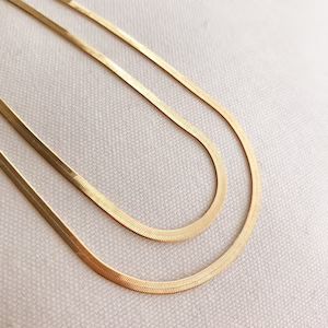 6MM 14K Shiny Gold Filled Herringbone Necklace, Omega Necklace, Gold filled Omega, Layering, Gold... | Etsy (US)
