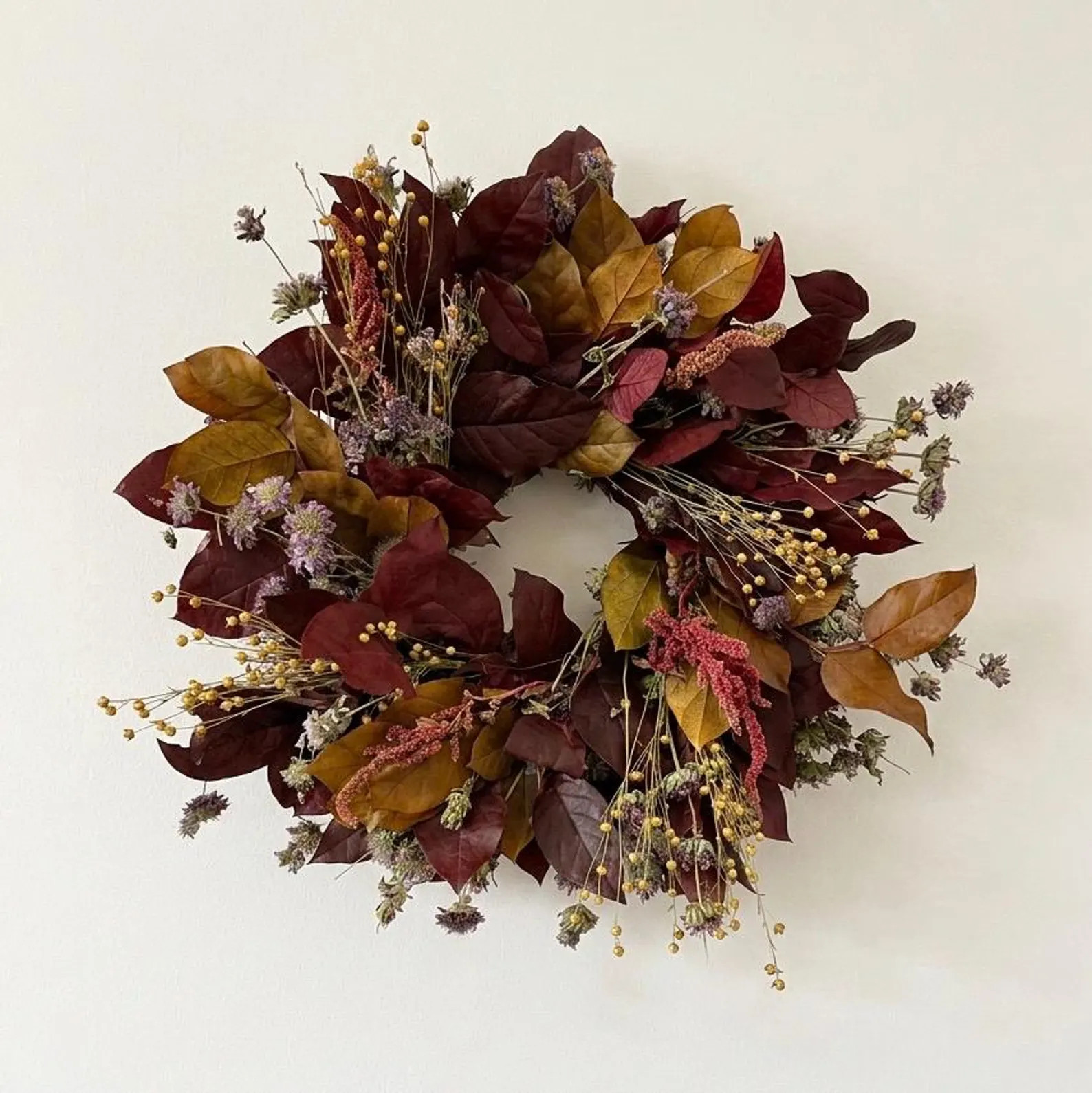 VanCortlandt Farms Natural Dried Flower Leaves Burgundy Fall Autumn Holiday Preserved Handmade La... | Etsy (Global)