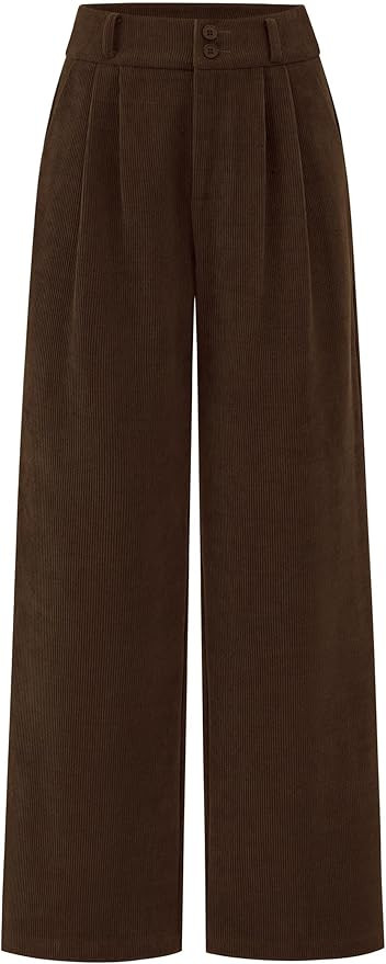 KIRUNDO Corduroy Pants Women High Waisted Wide Leg Pants Business Casual Fall Winter Straight Loo... | Amazon (US)