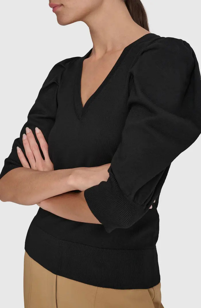 Puff Sleeve V-Neck Sweater | Nordstrom