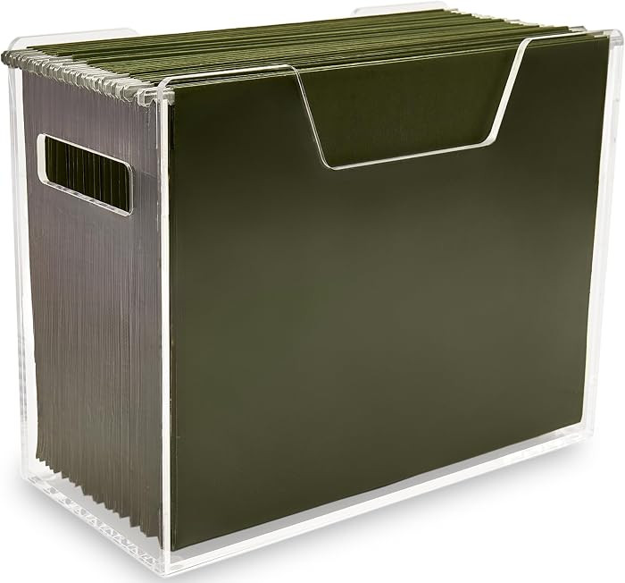 Acrylic File Holder - Clear Hanging File Organizer Box, Modern Acrylic File Folder Organizer, Luc... | Amazon (US)
