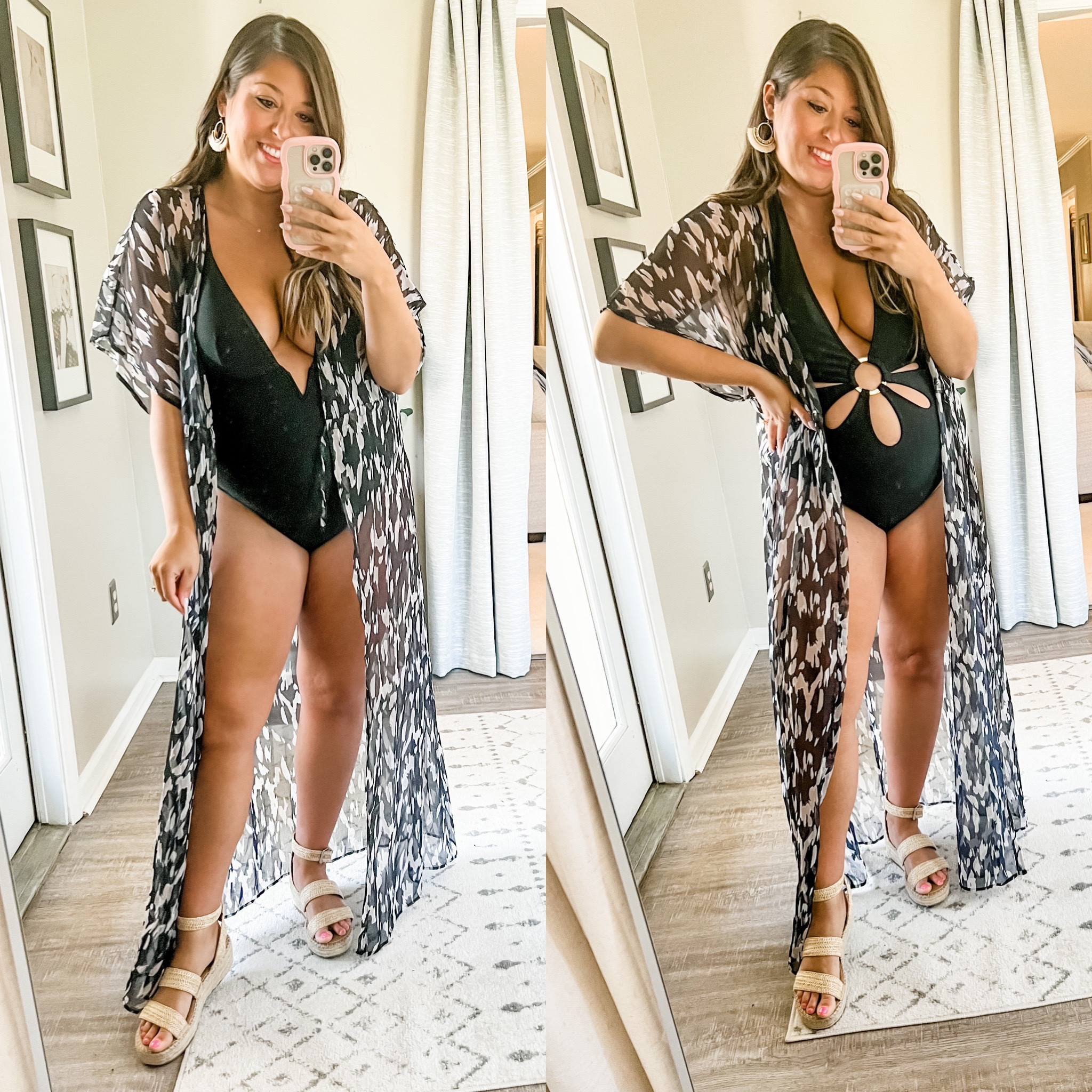 Gorgeous flattering one piece swimsuits and love this flowy coverup for vacation // wearing a large, bump friendly 

#LTKbump #LTKtravel #LTKswim