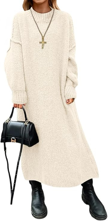 Saodimallsu Womens Oversized Sweater Dress Mock Neck Long Sleeve Casual Warm Chunky Knit Fall Win... | Amazon (US)