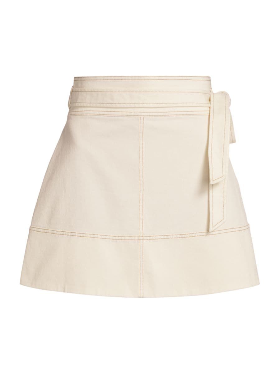 Courtney Denim Tie-Waist A-Line Skirt | Saks Fifth Avenue
