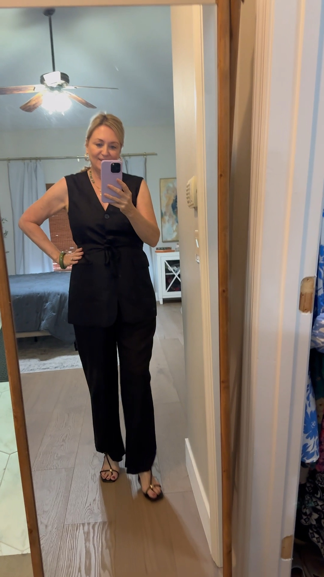 This longer cut linen blend sleeveless vest makes a great business casual outfit. It would also look great with jeans. Work outfit, spring outfit. ￼

#LTKdayinmylife #LTKootd #LTKWorkwear