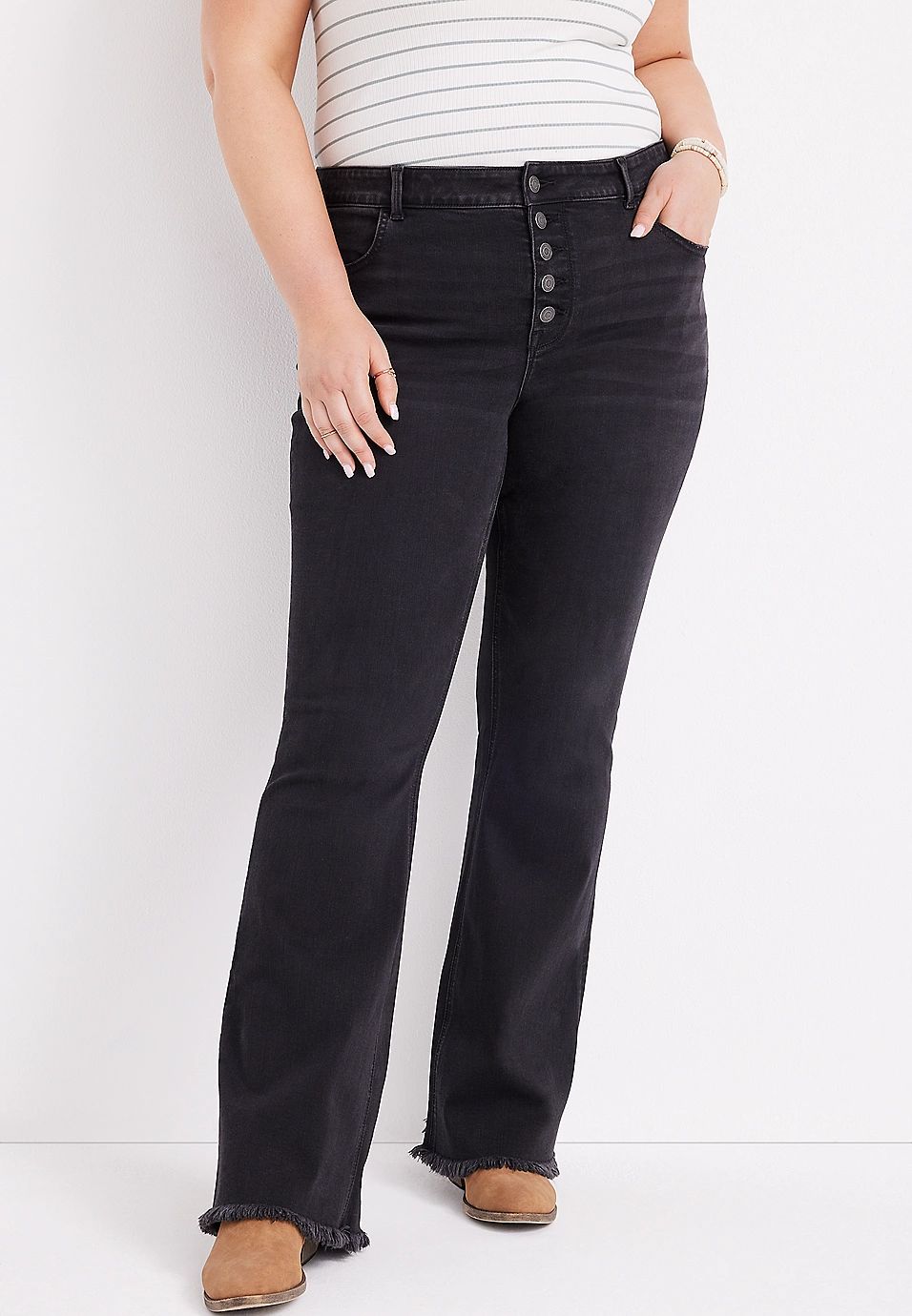 Plus Size m jeans by maurices™ Black Flare High Rise Jean | Maurices