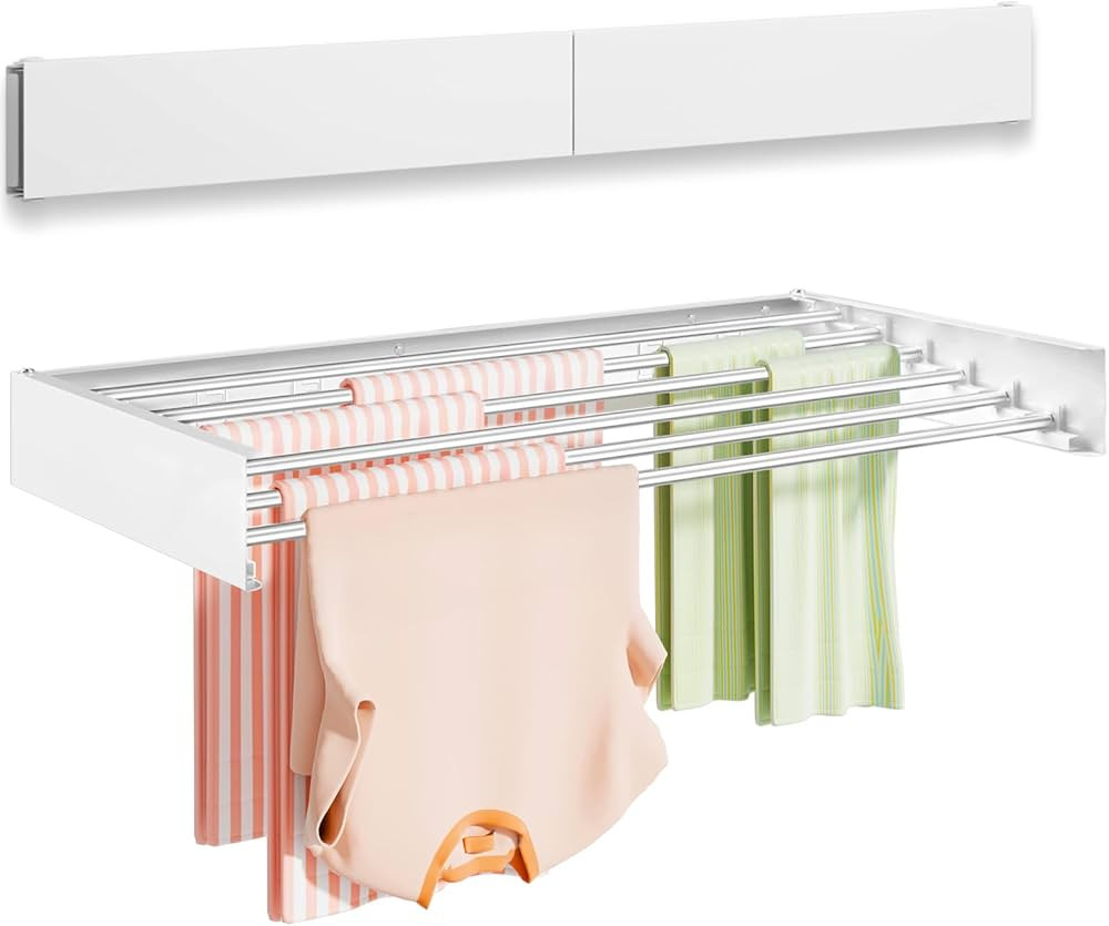 Wall Mounted Clothes Drying Rack 40 inches, Foldable Wall Mount Laundry Rack Folding Indoor, Dryi... | Amazon (US)