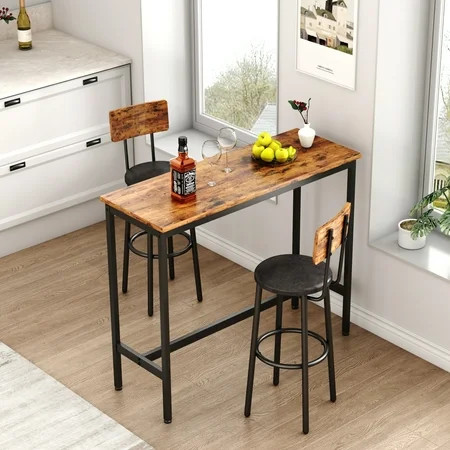 Rectangular 3-Piece Metal Pub Set BTMWAY Contemporary Counter Height Dining Room Set 43.31 x 15.75 W | Walmart (US)