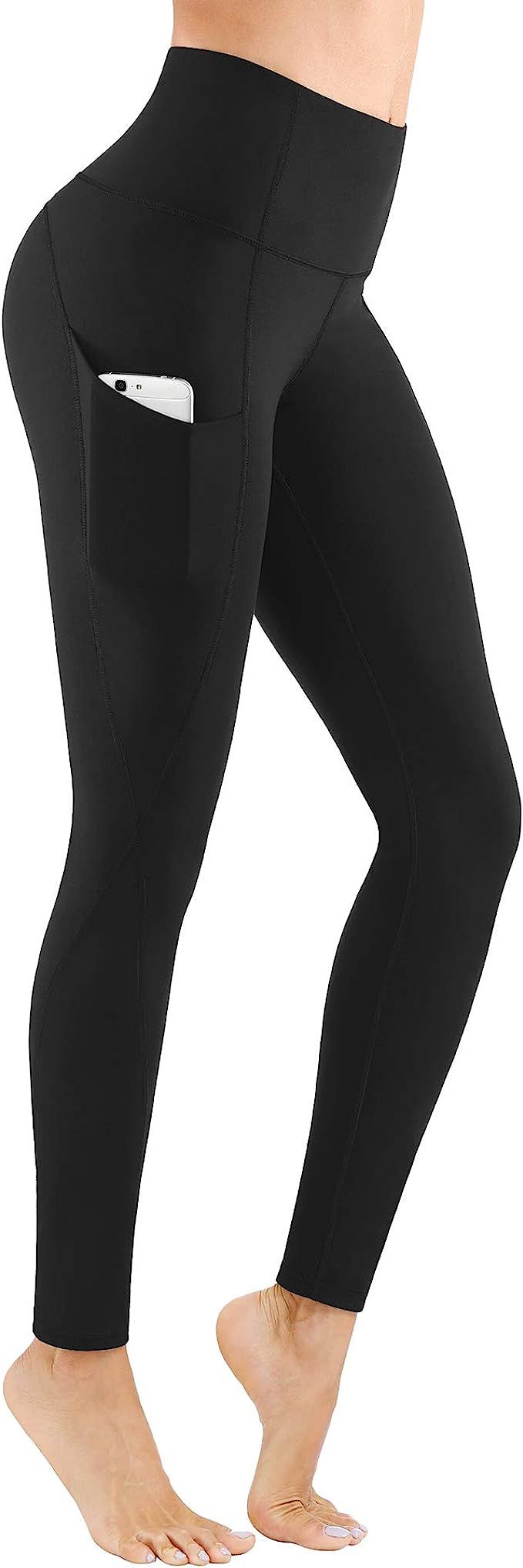 PHISOCKAT Women's High Waist Yoga Pants with Pockets, Leggings with Pockets, Tummy Control Workou... | Amazon (US)