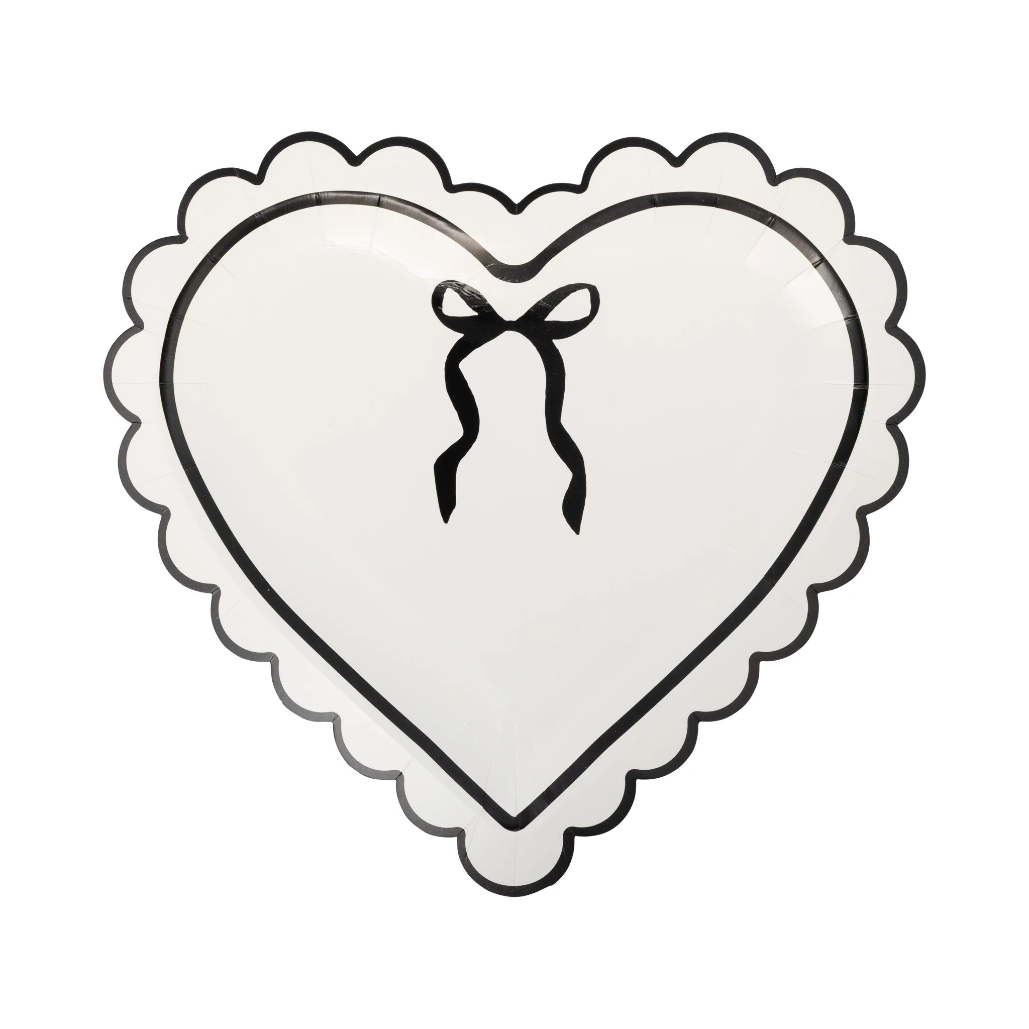 Cream and Black Scalloped Heart Shaped Plate | My Mind's Eye