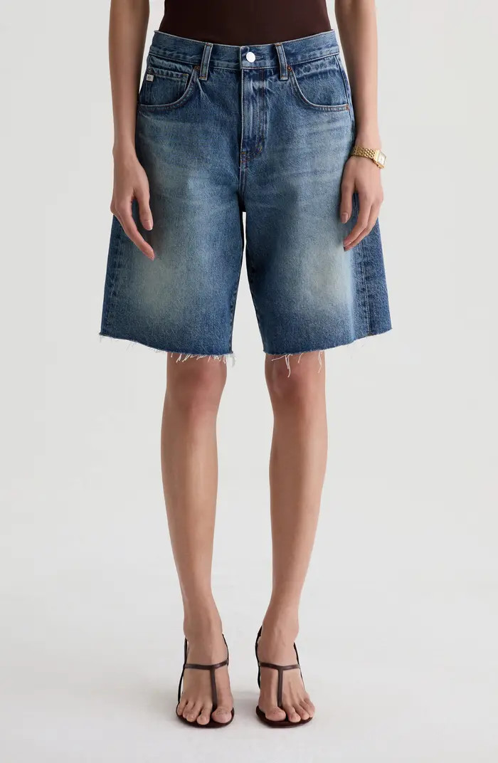 AG Hattie Raw Hem High Waist Denim Barrel Shorts | Nordstrom | Nordstrom