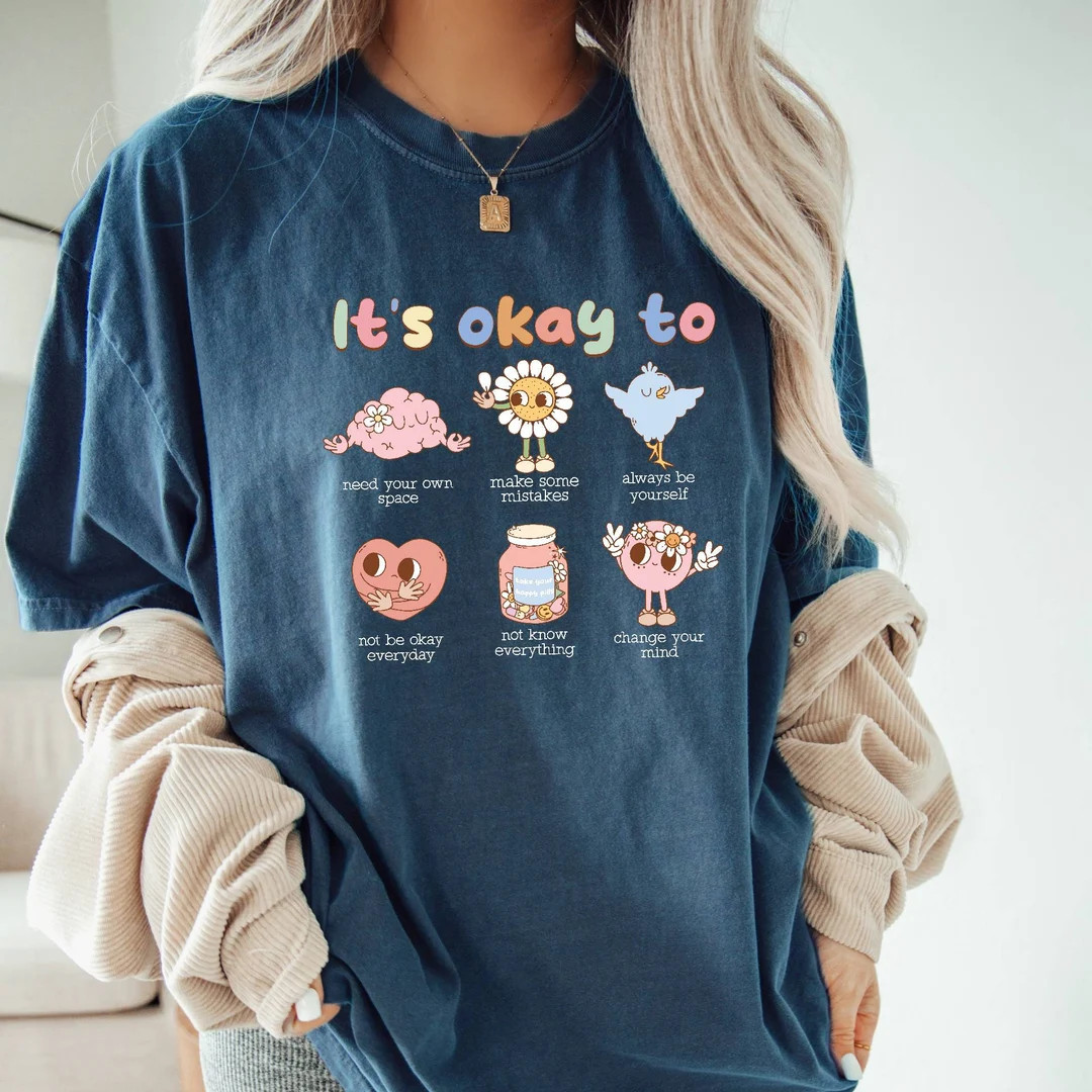 Comfort Colors Retro Love Yourself Shirt, It's Okay to Make Some Mistakes Shirt, Gifts for Teache... | Etsy (US)