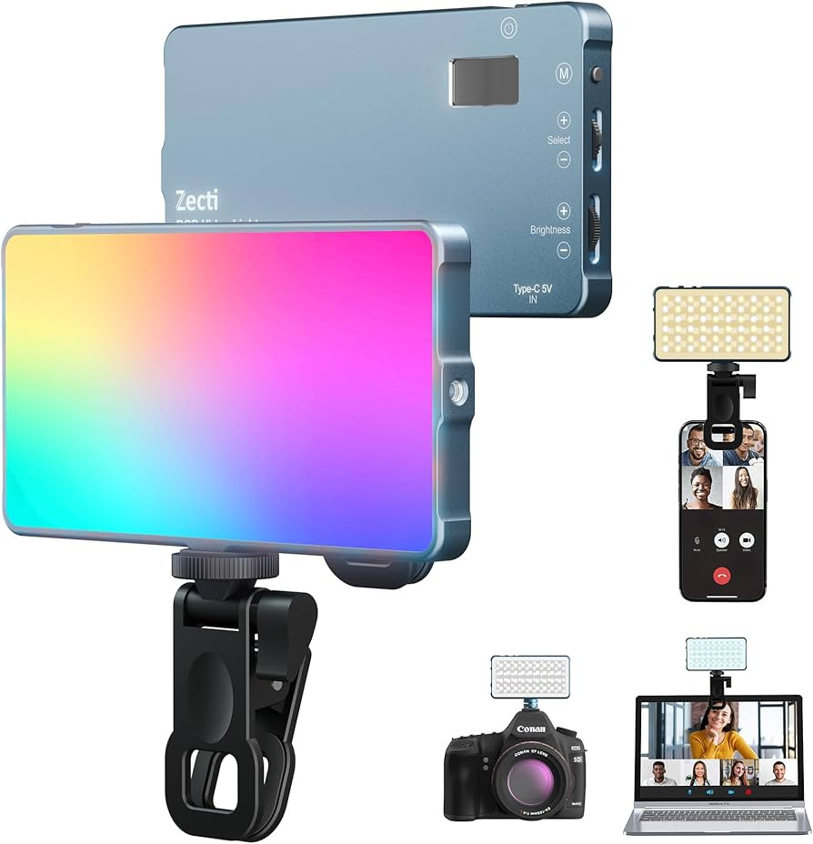 Selfie Camera Phone Light with Metal Hotshoe & Clip, 135 LED CRI 96+ 2500K-9900K 4000mAh RGB Vide... | Amazon (US)