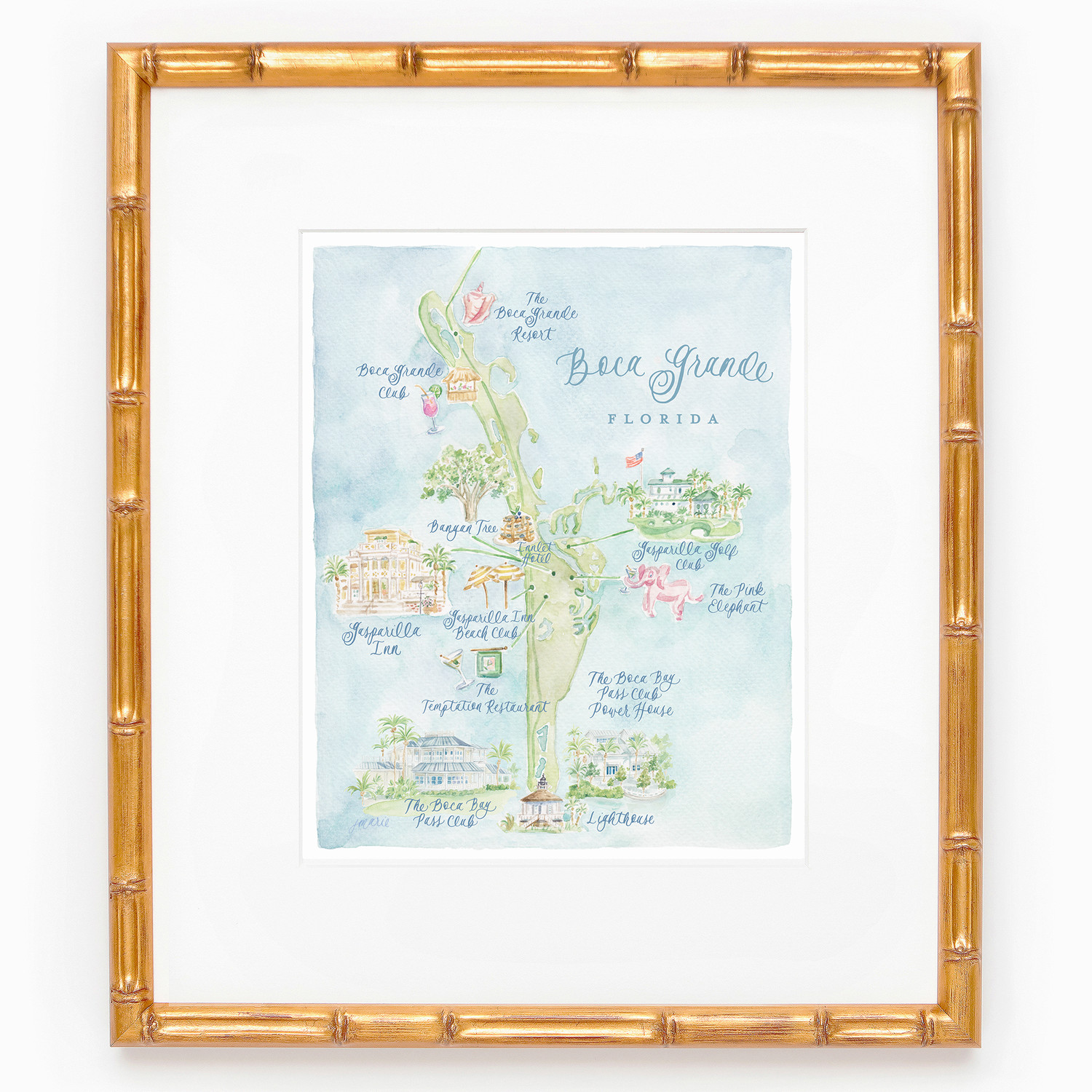 Boca Grande Florida Watercolor Map Art Print — Simply Jessica Marie | Simply Jessica Marie