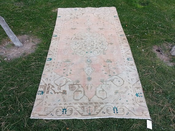 5x9 Vintage Rug, Pink Turkish Area Rug, Bedroom Rug, Neutral Rug, 5x9 Living Room Rug, Saloon Rug... | Etsy (US)