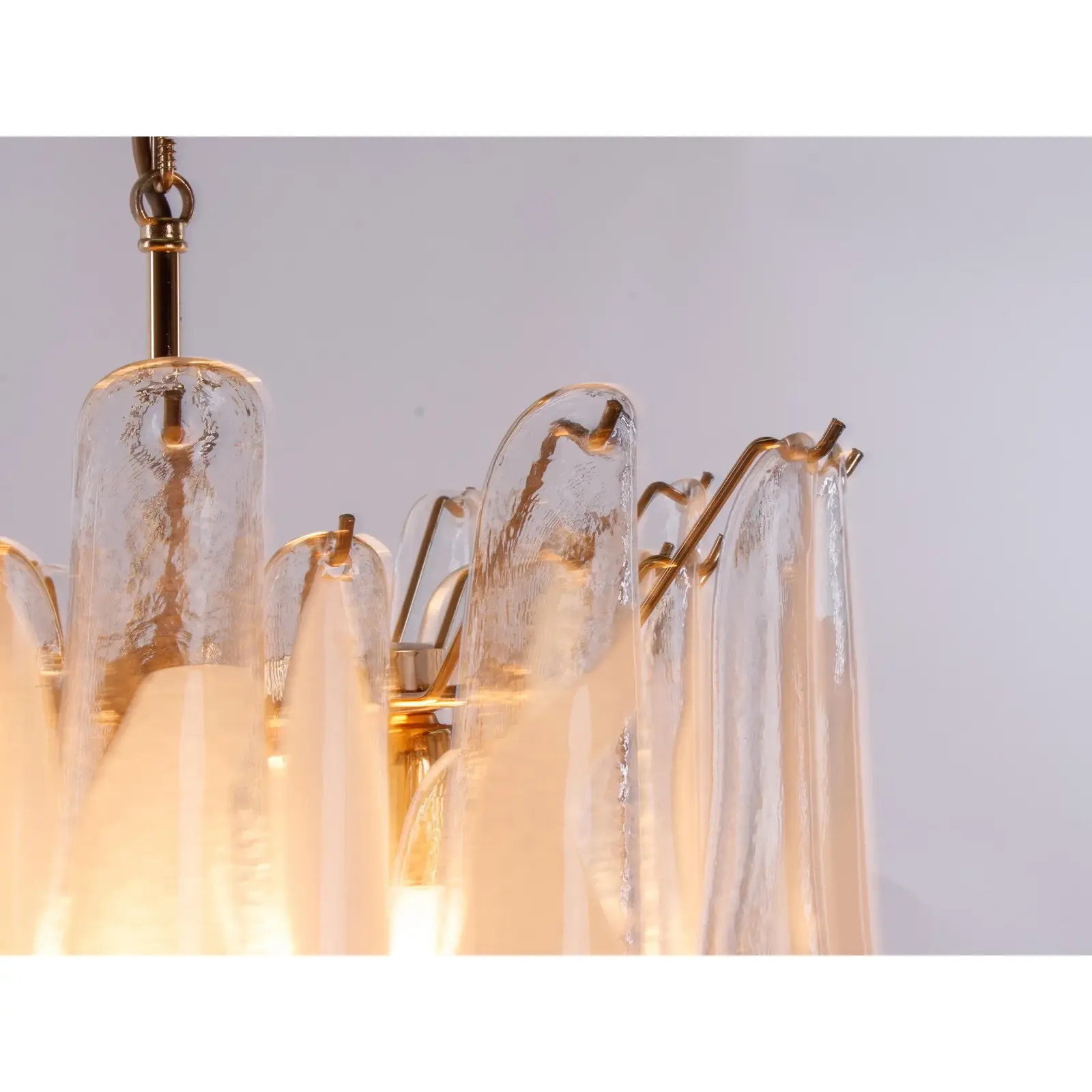 Mid 20th Century Vintage Petal Chandelier White Murano Glass & Brass by La Murrina, Italy | Chairish