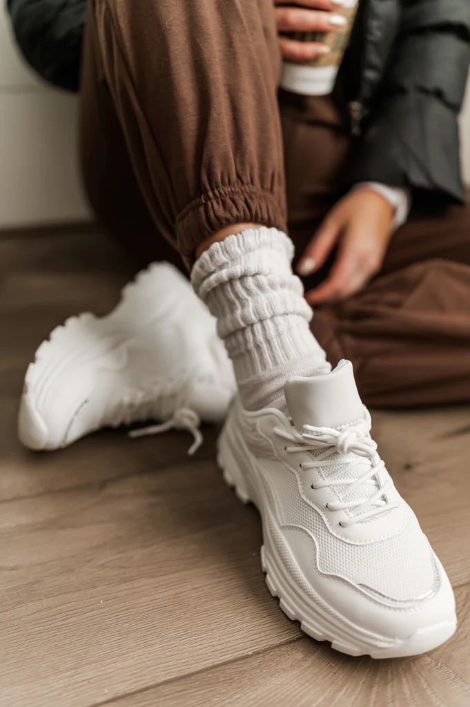 White Chunky Tennis Shoes | She Is Boutique