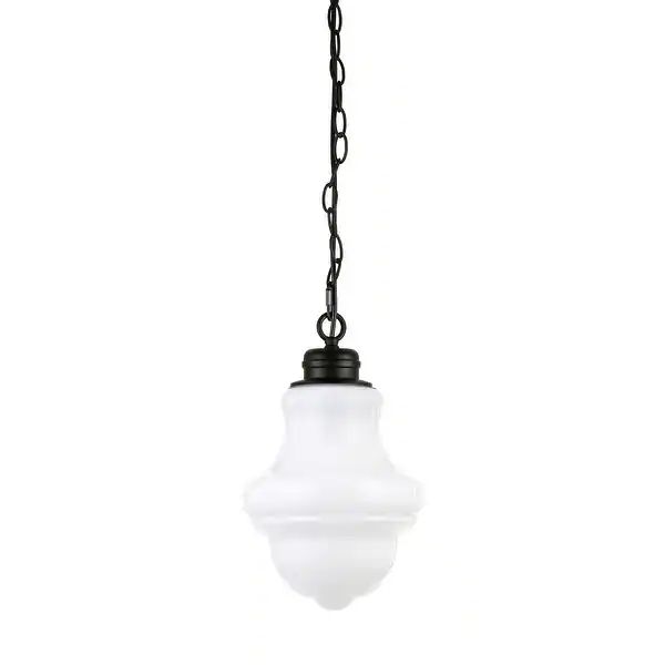 Annie Blackened Bronze and White Milk Glass Pendant - Blackened Bronze/Milk Glass - Blackened Bro... | Bed Bath & Beyond