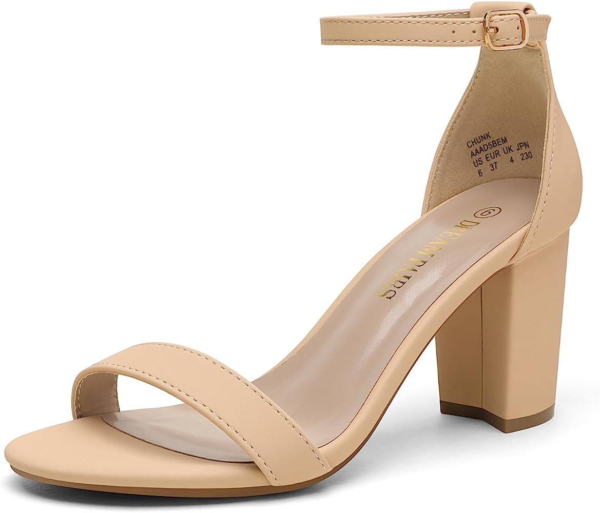DREAM PAIRS Women's Chunk Low Heel Pump Sandals | Amazon (US)