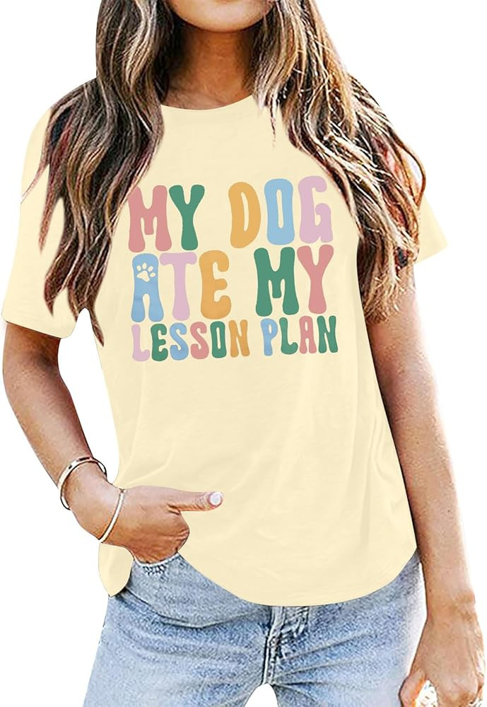 LUKYCILD Teacher Shirt Women First Day of School Shirts Progress Over Perfection Tee Casual Teach... | Amazon (US)