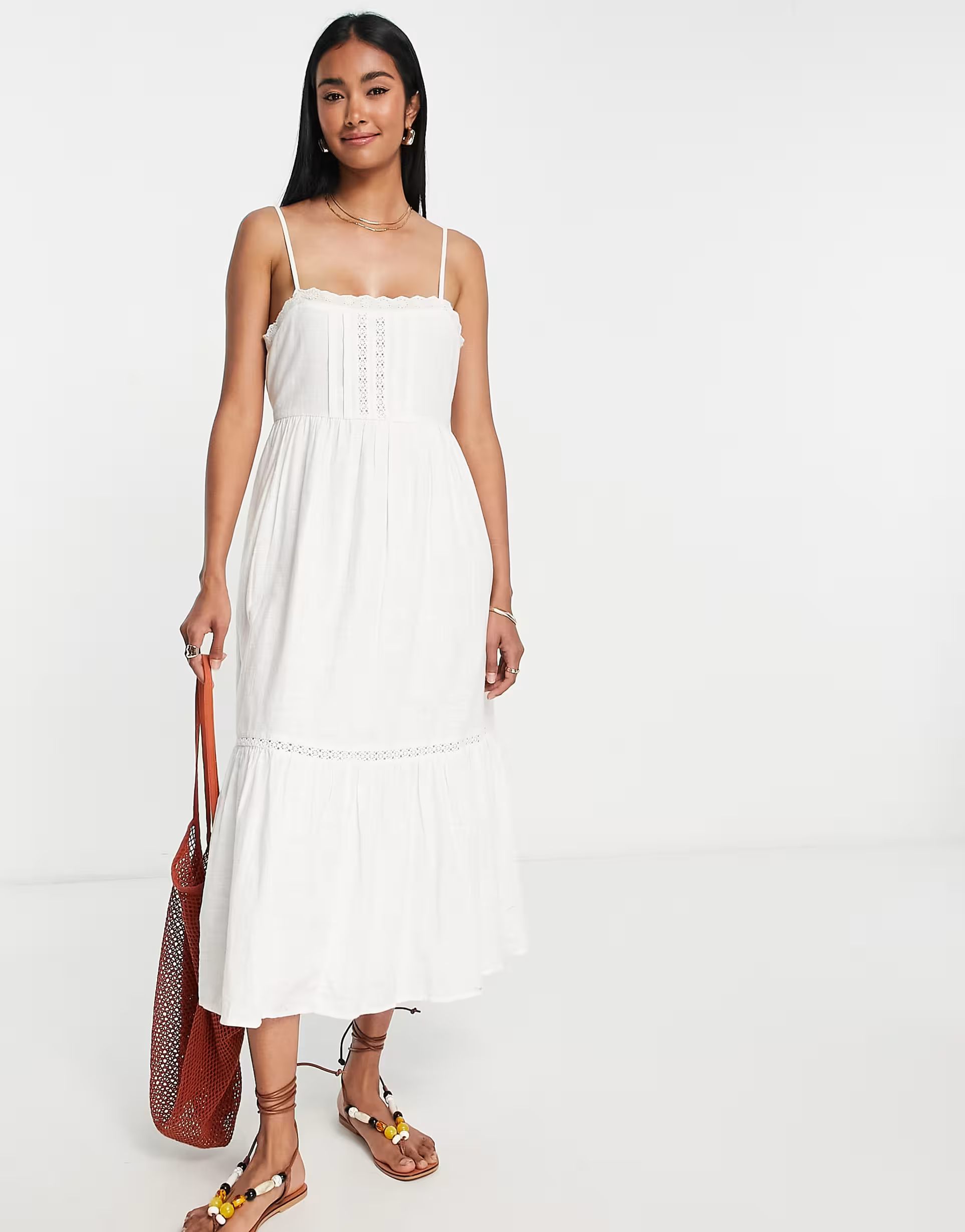 Billabong x Wrangler Peachy Keen beach midi summer dress in white | ASOS (Global)