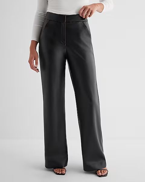 Editor High Waisted Faux Leather Trouser Flare Pant | Express